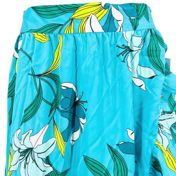 Worthington Maxi Skirt Suma Floral Faux Wrap Ruffle Blue Yellow Flowy Size M - Picture 4 of 10